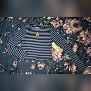 Navy and Black Striped Long Sleeve Top